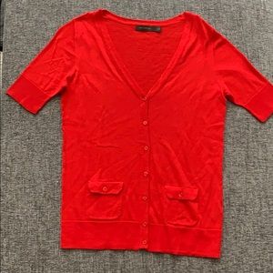 Short sleeve red/coral cardigan from The Limited